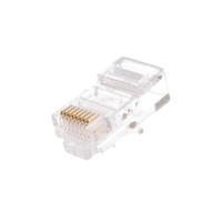 NETLAN EC-UP8P8C-5E-003-TR-1000 Коннектор RJ45/8P8C под витую пару, Кат.5e (Класс D), 100МГц, покрытие 3мкд, универсальные ножи, для проводников 0,47-0,51мм, неэкранированный, уп-ка 1000шт.