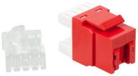 LANMASTER LAN-OK45U5E/180P-RD Модуль Keystone, RJ45, кат.5E, UTP, 180 градусов, со встроенной шторкой, максимальная ширина 17 мм, красный