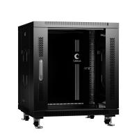 Cabeus SH-05C-12U60/80-BK Шкаф монтажный телекоммуникационный 19" напольный для распределительного и серверного оборудования 12U 600x800x730mm (ШхГхВ) передняя стеклянная и задняя сплошная металлическая двери, ручка с замком, цвет черный (RAL 9004)