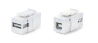 Hyperline KJ1-USB-A-B2-WH Вставка формата Keystone Jack с проходным адаптером USB 2.0 (Type A-B), ROHS, белая