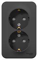 Systeme Electric BLNRA011206 Blanca открытой установки розетка двойная с заземлением со шторк., 16А, 250В, антрацит