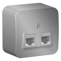 Systeme Electric BLNIA045453 Blanca открытой установки розетка двойная компьютерная RJ45, кат.5E, изол.пл.,алюминий