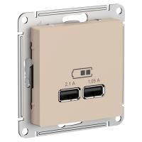 Systeme Electric ATN001233 AtlasDesign USB Розетка A+A, 5В/2,1 А, 2х5В/1,05 А, механизм, песочный