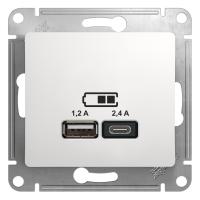 Systeme Electric GSL000139 Glossa USB Розетка А+С, 5В/2,4 А, 2х5В/1,2 А, механизм, белый