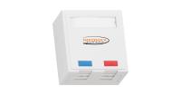 NIKOMAX NMC-WO2SD2-FT-ST-WT Настенная розетка, 2 порта, Кат.5e (Класс D), 100МГц, RJ45/8P8C, FT-TOOL/110/KRONE, T568A/B, полный экран, со шторками, белая