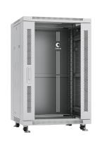 Cabeus SH-05C-18U60/60 Шкаф монтажный телекоммуникационный 19" напольный для распределительного и серверного оборудования 18U 600x600x988mm (ШхГхВ) передняя стеклянная и задняя сплошная металлическая двери, ручка с замком, цвет серый (RAL 7035)