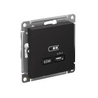 Systeme Electric ATN001027 AtlasDesign USB Розетка тип-С 65Вт высокоскор.заряд. QC, PD, механизм, карбон