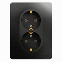 Systeme Electric GSL000724 Glossa Розетка двойная с заземлением, 16А, в сборе, антрацит