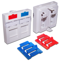 LANMASTER LAN-SIP-24M-WH Вставка 45x45 на 2 кейстоуна, со шторкой, маркировкой и иконками, белая