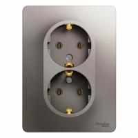 Systeme Electric GSL001224 Glossa Розетка двойная с заземлением,16А, 250В, в сборе,платина