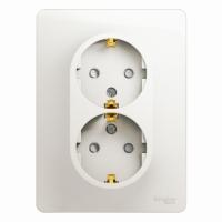 Systeme Electric GSL000626 Glossa Розетка двойная с заземлением, со шт,16А, 250В, в сборе, перламутр
