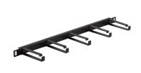 Cabeus JB08-0,5U-BK Кабельный органайзер горизонтальный 19" 0.5U, 5 колец, металлический, цвет черный (RAL9004)
