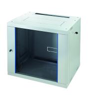 Eurolan 60W-06-64-31GY Шкаф настенный Racknet F30 6U 600 × 450, передняя дверь стеклянная, боковые панели, шнуры зазаемления, светло-серый