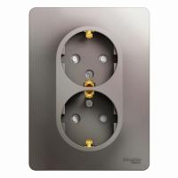 Systeme Electric GSL001226 Glossa Розетка двойная с заземлением со шторками,16А, 250В, в сборе,платина