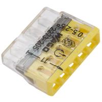 WAGO 2273-205 Клемма соединительная 5-проводная для распределительных коробок, сечением 0.5-2.5 мм2, без пасты, желтая WAGO 2273-205 Клемма соединительная 5-проводная для распределительных коробок, сечением 0.5-2.5 мм2, без пасты, желтая