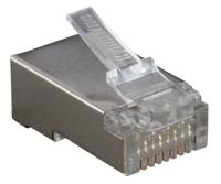 Hyperline PLUG-8P8C-U-C6-SH-100 Разъем RJ-45(8P8C) под витую пару, категория 6 (50 µ"/ 50 микродюймов), экранированный, универсальный (для одножильного и многожильного кабеля) (100 шт)