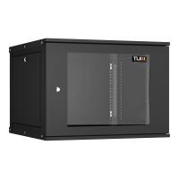 TLK TWI-096060-R-G-BK Настенный разборный шкаф 19", 9U, стеклянная дверь, Ш600хВ436хГ600мм, 2 пары монтажных направляющих, черный