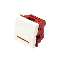 LANMASTER LAN-EC45x45-SL12-WH Выключатель одноклавишный на две группы, с подсветкой, Mosaic 45х45, белый