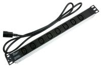 Cabeus PDU-8I-2IEC Блок розеток для 19" шкафов, горизонтальный, 8 розеток IEC 320 C13, 10 A, без выключателя, алюминиевый корпус, шнур 2 м, вилка IEC 320 C14 