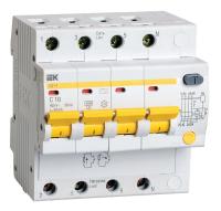 IEK MAD10-4-010-C-030 Выключатель автоматический дифференциальный (АВДТ) 4п 10А 30мА АД-14 С(Электронный)