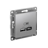 Systeme Electric ATN000333 AtlasDesign USB Розетка A+A, 5В/2,1 А, 2х5В/1,05 А,механизм, алюминий