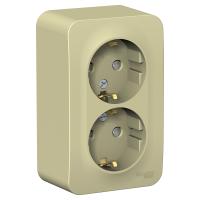 Systeme Electric BLNRA011217 Blanca открытой установки розетка двойная с заземл. со шт. изол.пл.,16А, 250В, бежевый