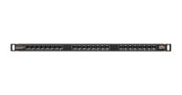 NIKOMAX NMC-RP24UE2-HU-BK Коммутационная панель 19", 0,5U, 24 порта, Кат.6 (Класс E), 250МГц, RJ45/8P8C, 110/KRONE, T568A/B, неэкранированная, с органайзером, черная