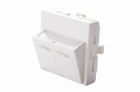 Eurolan 16A-00-08WT Адаптер Mosaic серии 45, угловой, для двух модулей Keystone, 2хRJ45, белый, 45.0х45.0 мм