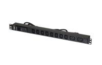 NIKOMAX TLK-PSA08B02-ML-04-BK Блок электрических розеток TLK, вертикальный, 8 гнезд C13, 2 гнезда C19, 16 А, цифровой амперметр, шнур питания 2 метра 3*1,5мм2, евровилка, металлический корпус, макс. мощность 4000 Вт, 626*44.4*44.4 мм.