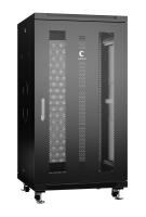 Cabeus ND-05C-22U60/60-BK Шкаф монтажный телекоммуникационный 19" напольный для распределительного и серверного оборудования 22U 600x600x1166mm (ШхГхВ) передняя и задняя перфорированные двери, ручка с замком, цвет черный (RAL 9004)