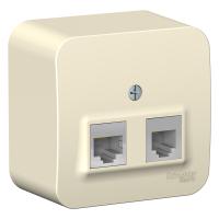 Systeme Electric BLNIA045112 Blanca открытой установки розетка двойная: комп.RJ45, кат.5E + телеф. RJ11, изол.пл.,молочный