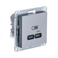 Systeme Electric ATN000927 AtlasDesign USB Розетка тип-С 65Вт высокоскор.заряд. QC, PD, механизм, сталь