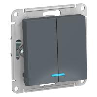 Systeme Electric ATN000753 AtlasDesign 2-клавишный выключатель с подсветкой, сх.5а, 10АХ, механизм, грифель