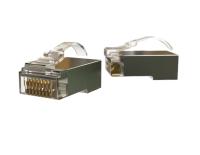 Hyperline PLEZ-8P8C-UA-C5-SH-100 Разъем легкой оконцовки RJ-45 (8P8C) под витую пару, язычок Arch, категория 5e (50 µ"/ 50 микродюймов), экранированный, универсальный (для одножильного и многожильного кабеля) (100 шт.)