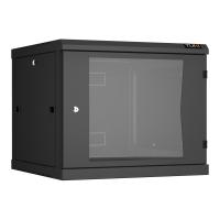 TLK TWC-096060-R-G-BK Настенный разборный шкаф TLK 19", 9U, стеклянная дверь, Ш600хВ503хГ600мм, 2 пары монтажных направляющих, черный