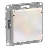 Systeme Electric ATN000446 AtlasDesign Розетка с заземл. со шторк. с крышкой, 16А, IP20, механизм, жемчуг