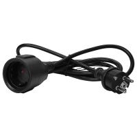 LANMASTER LAN-PPS/SH-3.0-BK Удлинитель, вилка Schuko прямая - розетка Schuko, 3х1.5, 220В, 16А, черный, 3 метра