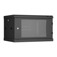 TLK TWC-066045-R-G-BK Настенный разборный шкаф TLK 19", 6U, стеклянная дверь, Ш600хВ370хГ450мм, 2 пары монтажных направляющих, черный