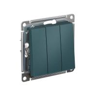 Systeme Electric ATN000831 AtlasDesign 3-клавишный выключатель, сх.1+1+1, 10АХ, механизм, изумруд