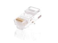 NETLAN EC-UP8P8C-5E-003-TR-1000 Коннектор RJ45/8P8C под витую пару, Кат.5e (Класс D), 100МГц, покрытие 3мкд, универсальные ножи, для проводников 0,47-0,51мм, неэкранированный, уп-ка 1000шт.