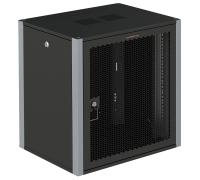 SYSMATRIX WP 6312.930 Шкаф телекоммуникационный настенный 19" 12U 600x350x585mm (ШхГхВ) дверь перфорированная, с задней стенкой, IP20, нагрузка до 60кг, цвет черный (RAL 9004/RAL7000), в комплекте отвертка и крепеж, с возможностью установки на ножки