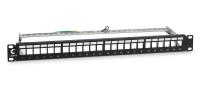 Cabeus PLB-24-SH Модульная патч-панель 19", 24 порта, 1U, для экранированных модулей, с задним кабельным организатором (без модулей)