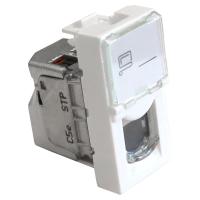 LANMASTER LAN-SIP-22S5E-WH Вставка Mosaic 22.5x45, RJ-45 STP, кат.5e, со шторкой и увеличенным окном маркировки, белая
