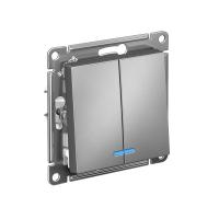 Systeme Electric ATN000953 AtlasDesign 2-клавишный выключатель с подсветкой, сх.5а, 10АХ, механизм, сталь