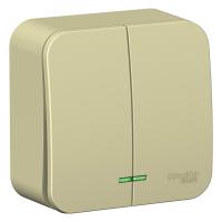 Systeme Electric BLNVA105117 Blanca открытой установки 2-клавишный выключатель (сх.5) с подсв.изол.пл.,10А,250В,бежевый