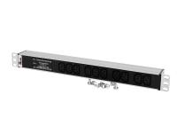 Rem R-10-10C13-FI-440-Z Блок розеток Rem-10 для 19" шкафов, горизонтальный, с фильтром защиты с индикатором, 10хIEC 60320 C13, алюминиевый корпус, 10А, 250В, вход кабеля питания - IEC 60320 C14 (без кабеля питания), 484х45х45мм (ШхВхГ)