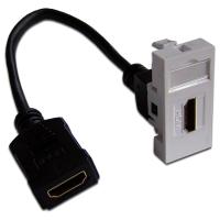 LANMASTER LAN-SIP-22HDMI-WH Вставка Mosaic 22.5x45 с адаптером HDMI с удлинителем, мама-мама, белая