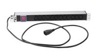 Rem R-10-12C13-V-440-1.8 Блок розеток Rem-10 с выкл., 12 IEC 60320 C13, 10 A, алюм., 19", шнур 1.8 м. IEC 60320 C14