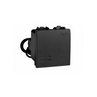 ДКС 77002NL Модуль выключателя 1-клавишного (механизм + клавиша) с подсветкой, 2М, 16А, 250В, IP20, установочный размер 43.0х43.0 мм, черный RAL 7016, серия "Brava"