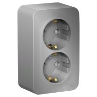 Systeme Electric BLNRA011213 Blanca открытой установки розетка двойная с заземл. со шторк. изол.пл.,16А,250В,алюминий